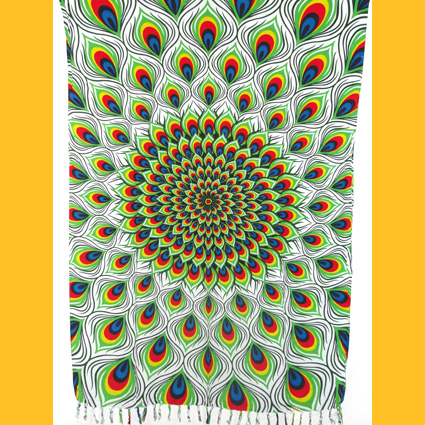 Universal-Tuch Mandala Pfauenfedern hellgrün