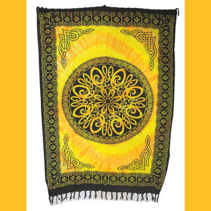 Universal-Tuch Celtic-mandala gelb-orange